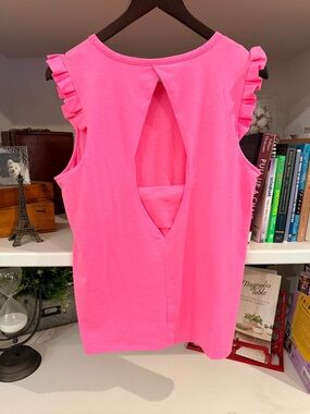 Lilly Pulitzer Luxletic Braxton open back sleeveless Tank Top in Pink Isle Sz L